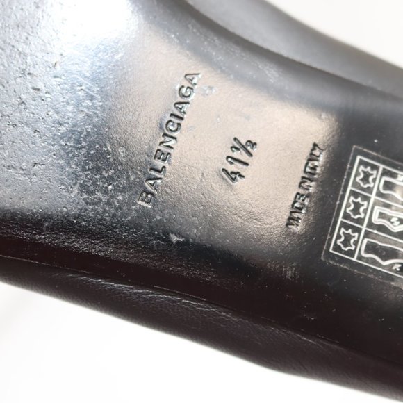 Balenciaga Black Leather Flats with Silver Metal Bow size 41 1/2 made in Italy - Picture 11 of 14